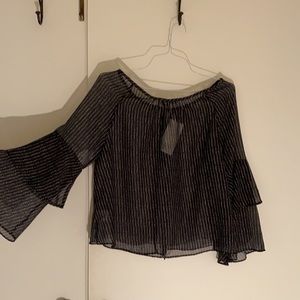 Pretty sheer black and white blouse